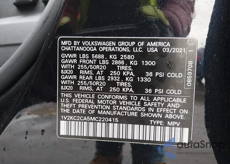 2021 Volkswagen Atlas Cross Sport 2.0T Se W/Technology from USA, damaged, VIN 1V2KC2CA5MC220415